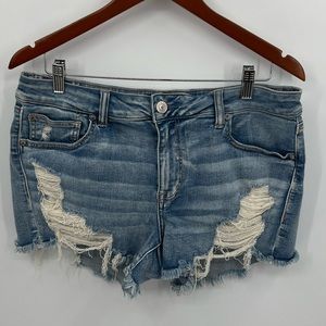 American Eagle high rise distressed shortie shorts